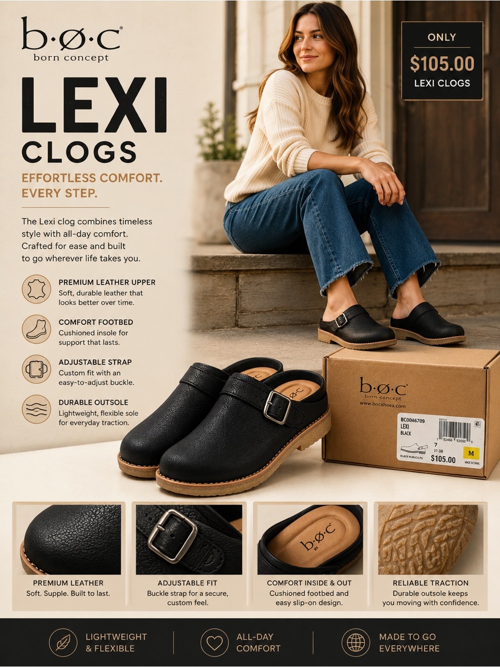 b.o.c. Lexi Clogs in Black size 7